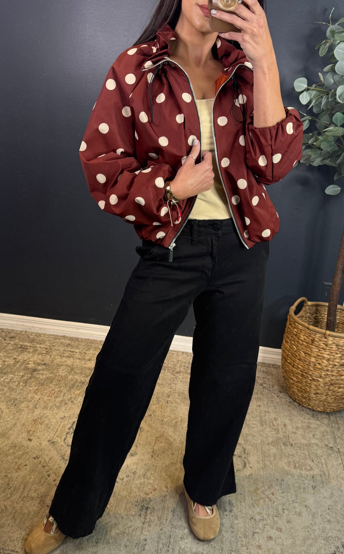 REESE POLKA DOT JACKET - DEEP RUST