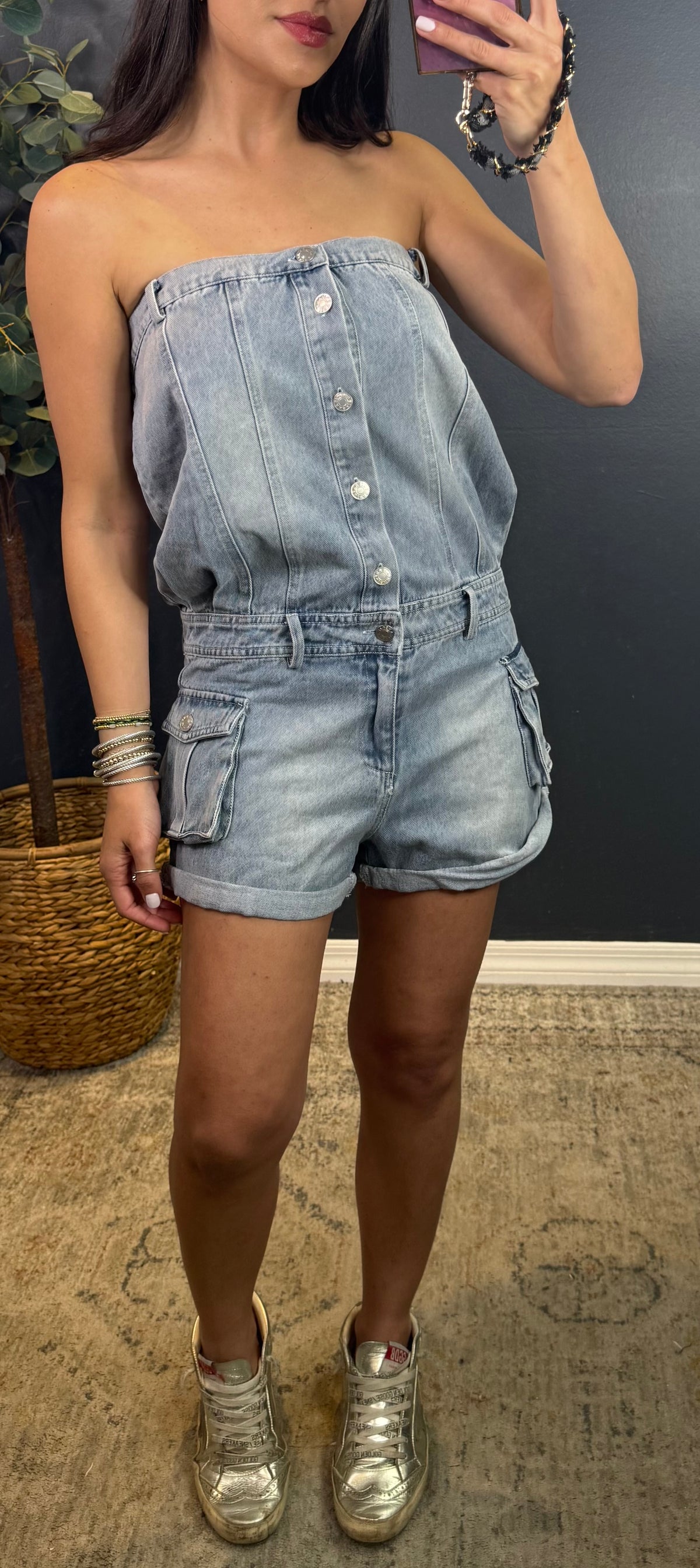 NATALY - STRAPLESS BUTTONED FRONT ROMPER
