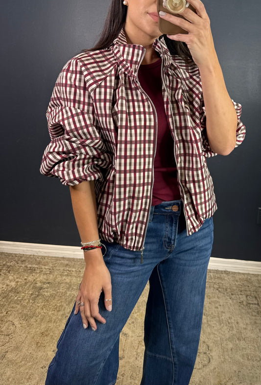 AMIRA GINGHAM BOMBER JACKET