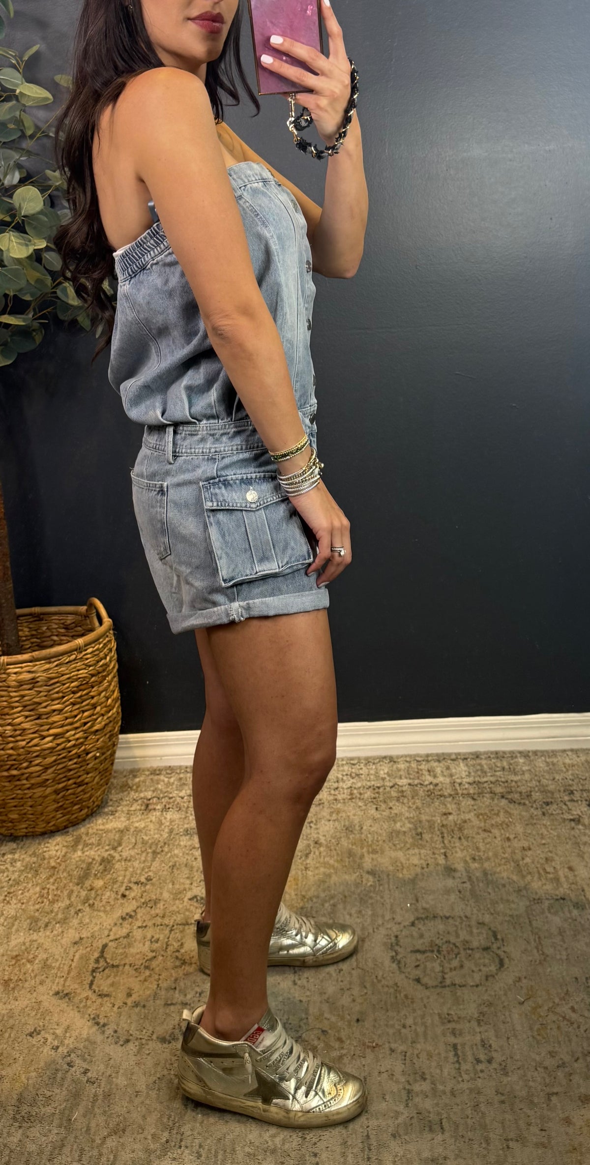 NATALY - STRAPLESS BUTTONED FRONT ROMPER