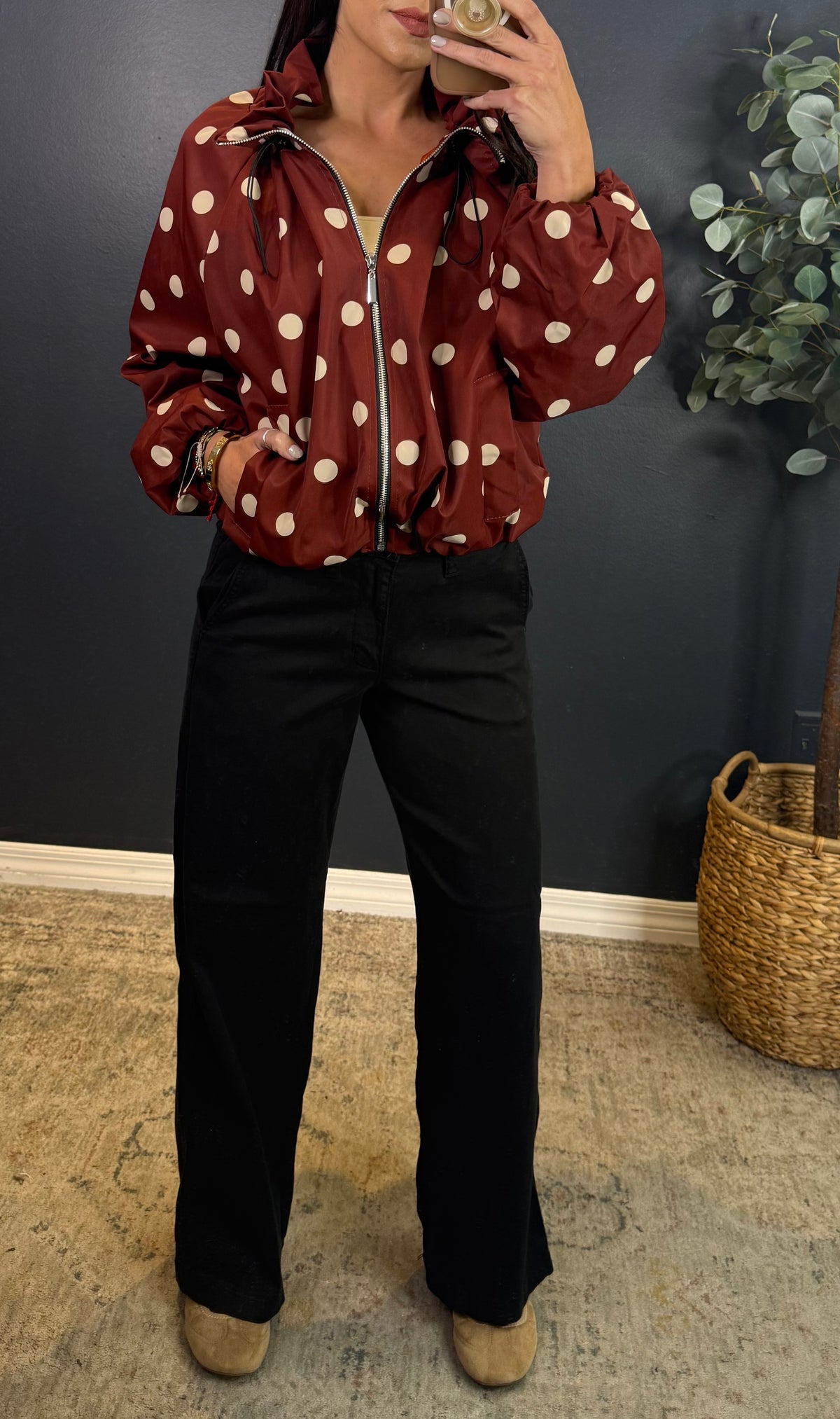 REESE POLKA DOT JACKET - DEEP RUST