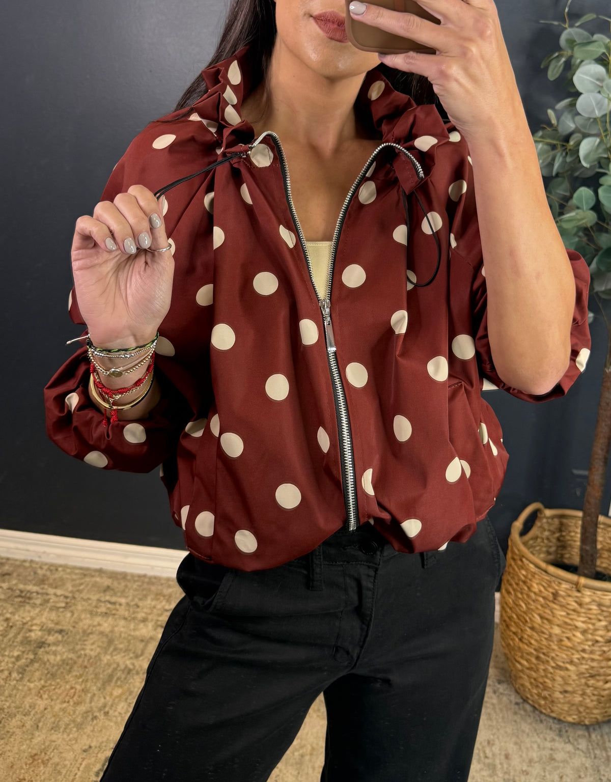 REESE POLKA DOT JACKET - DEEP RUST