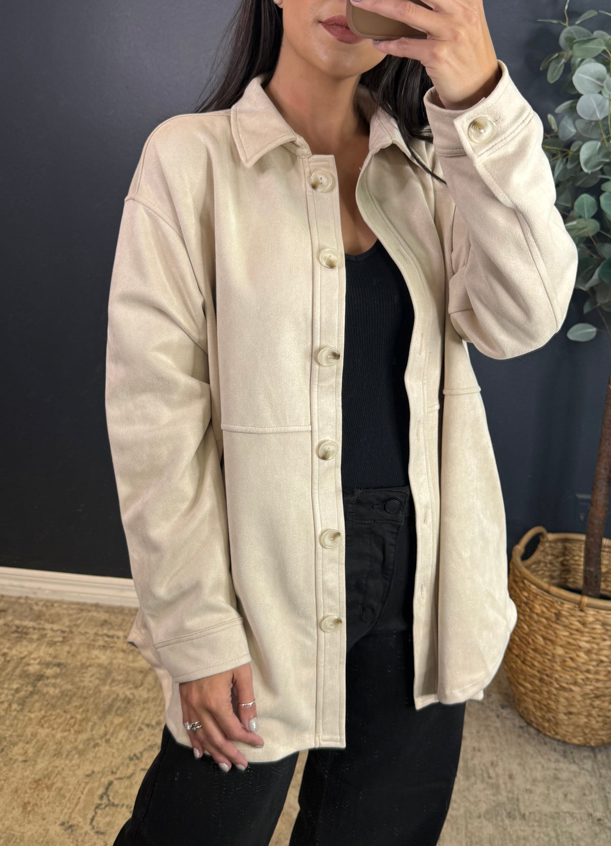 EDITH SOFT FAUX SUEDE SHACKET