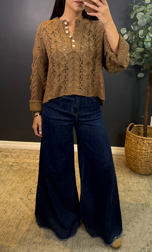 CALLIOPE BROWN KNIT TOP