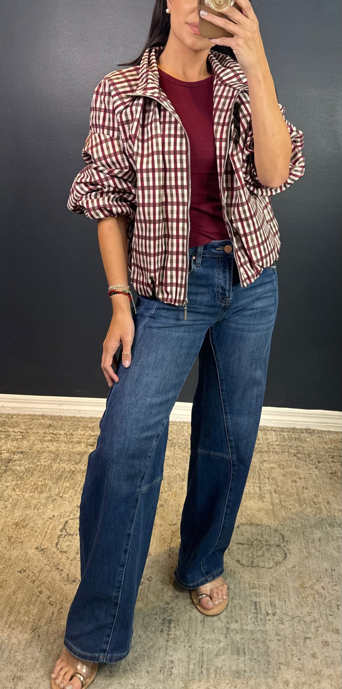 AMIRA GINGHAM BOMBER JACKET