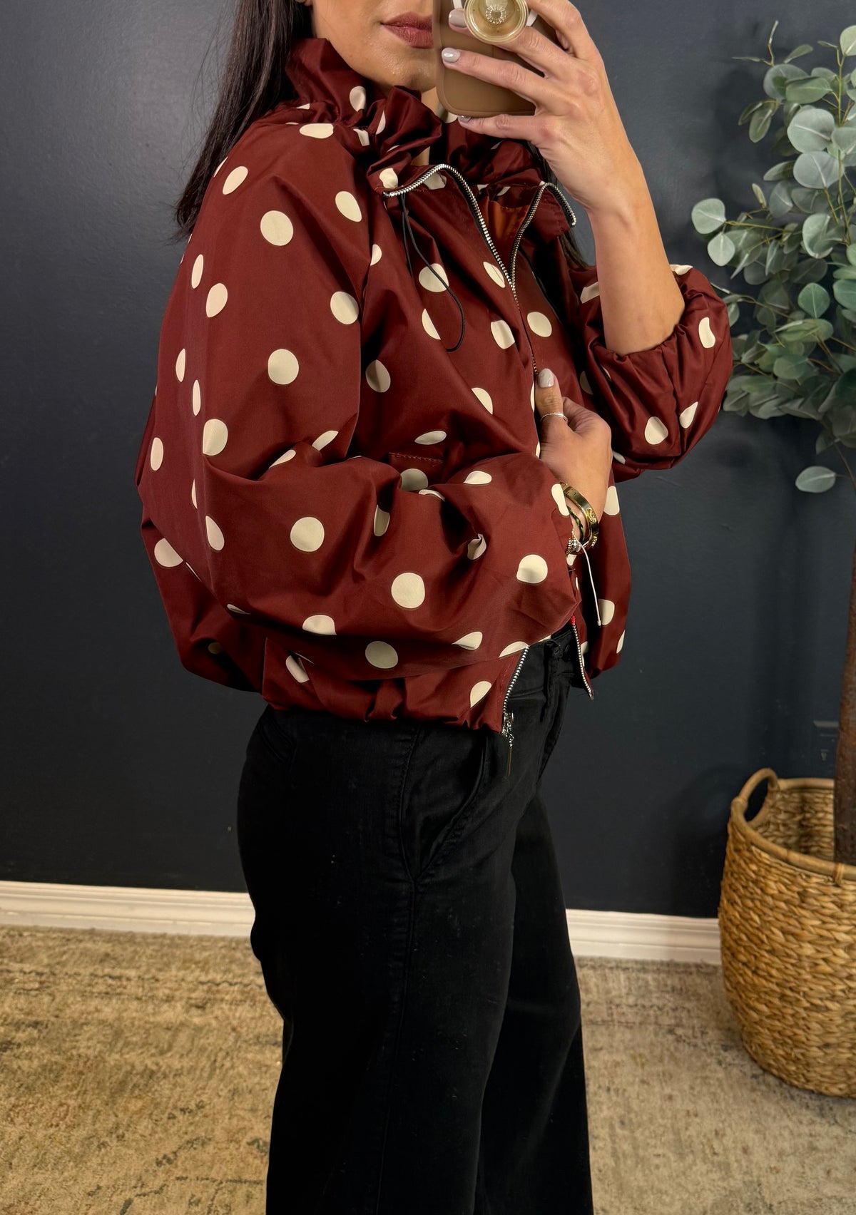 REESE POLKA DOT JACKET - DEEP RUST