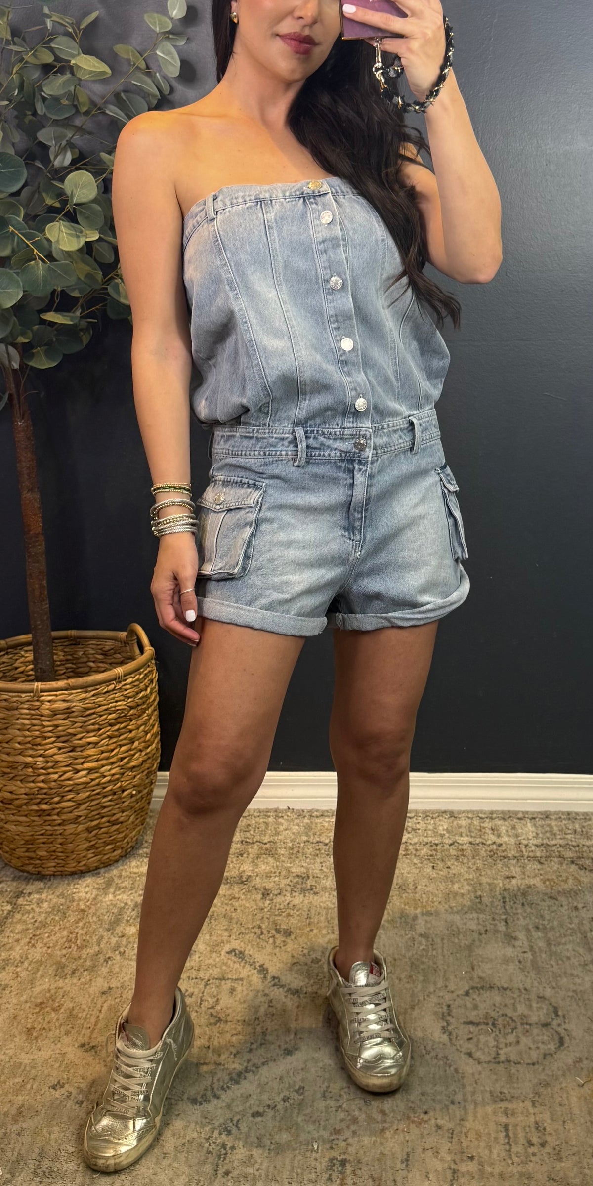 NATALY - STRAPLESS BUTTONED FRONT ROMPER
