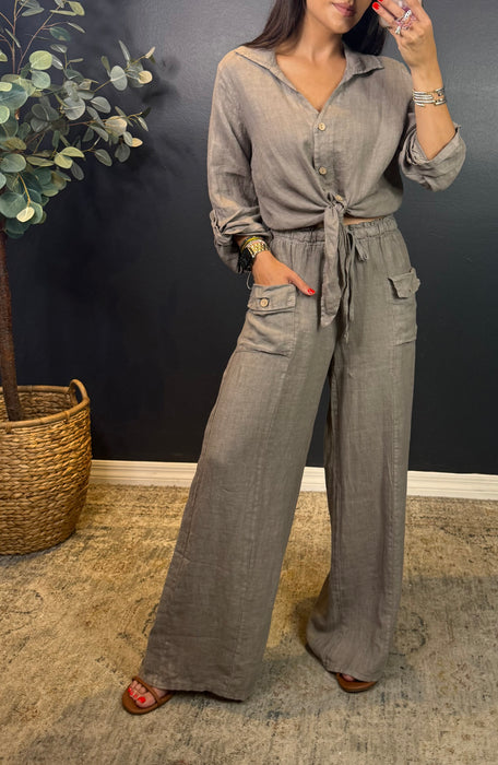 SERENA - BUTTON DOWN LINEN TOP