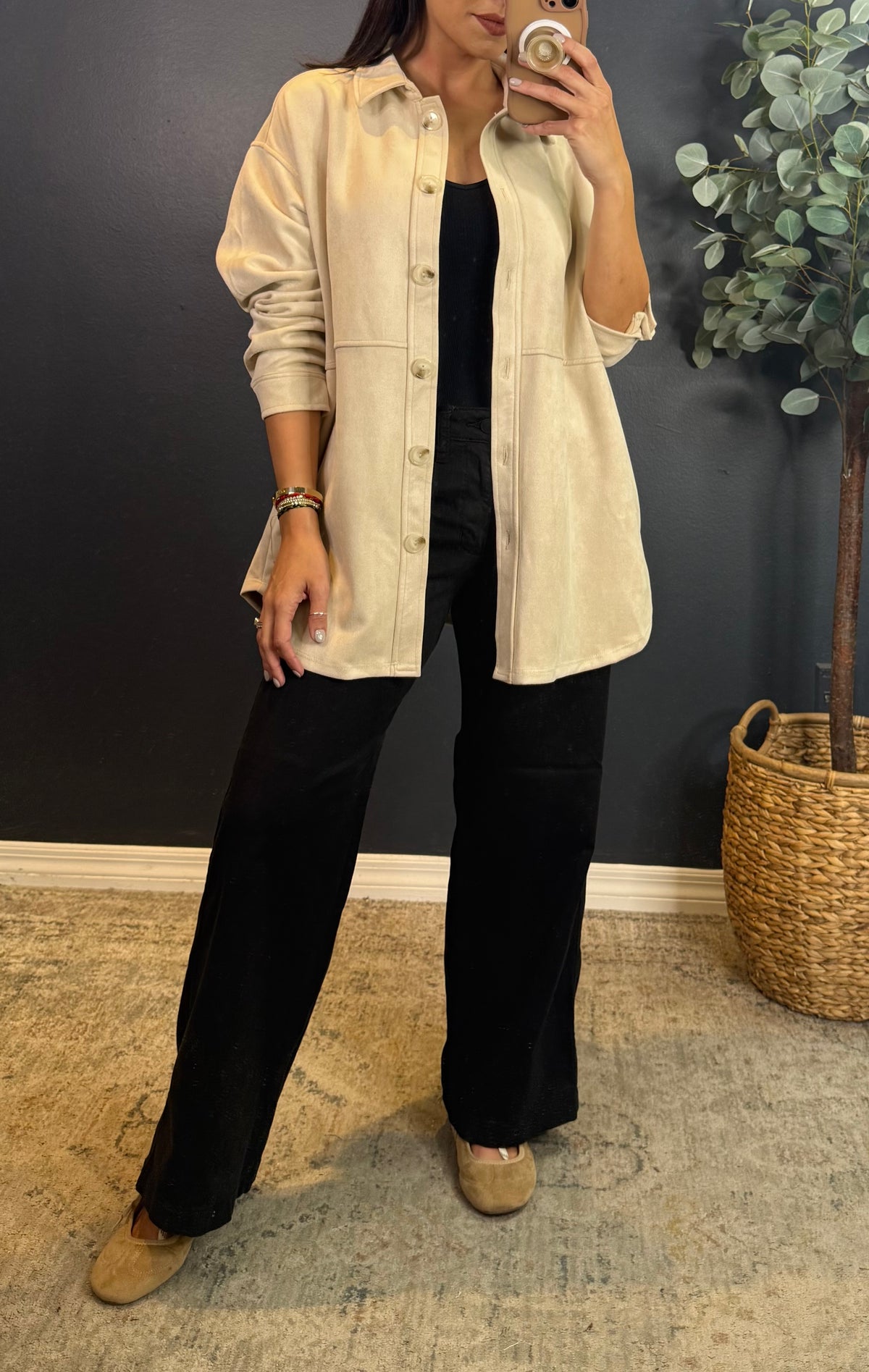 EDITH SOFT FAUX SUEDE SHACKET