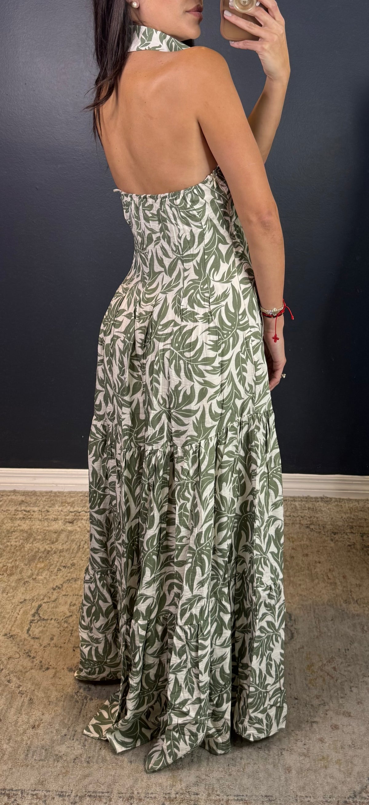 CAMERON - HALTER COLLARED PRINTED TIERED MAXI DRESS