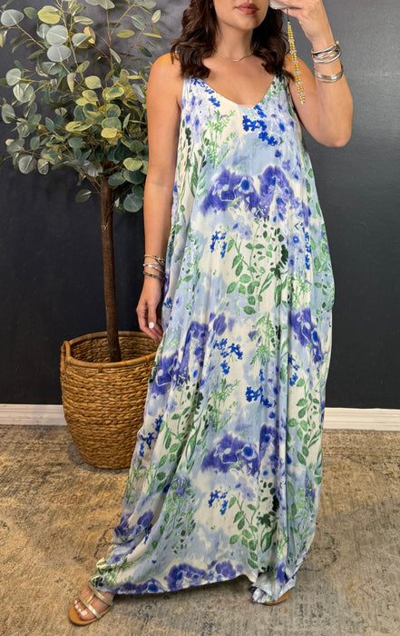 PAULINA BOHO MAXI DRESS (BLUE PRINT)