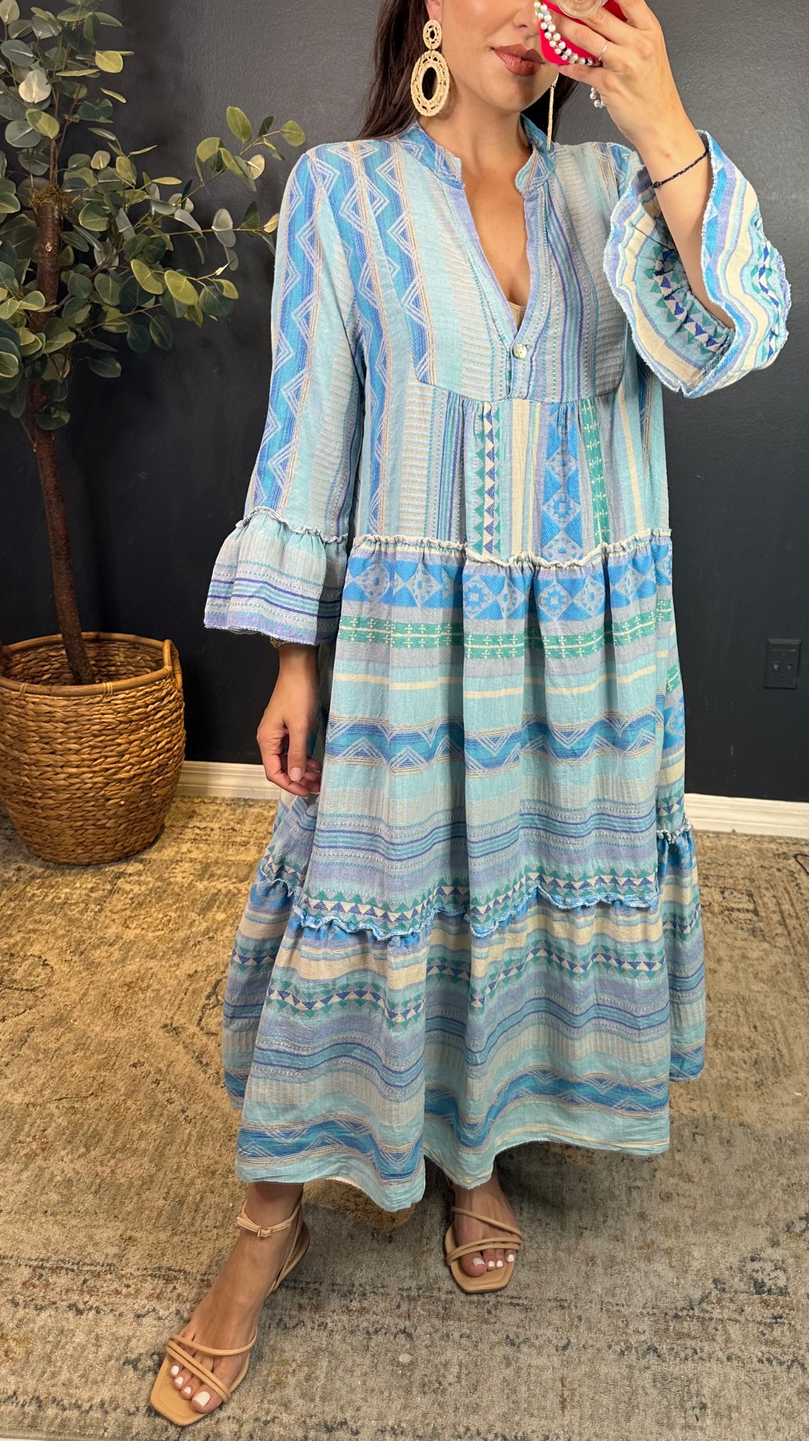cotton boho dress Wrap / Sage Green this set moves beautifully in the breeze and adds a natural Cotton Crepe Lace Embroidery Turquoise
