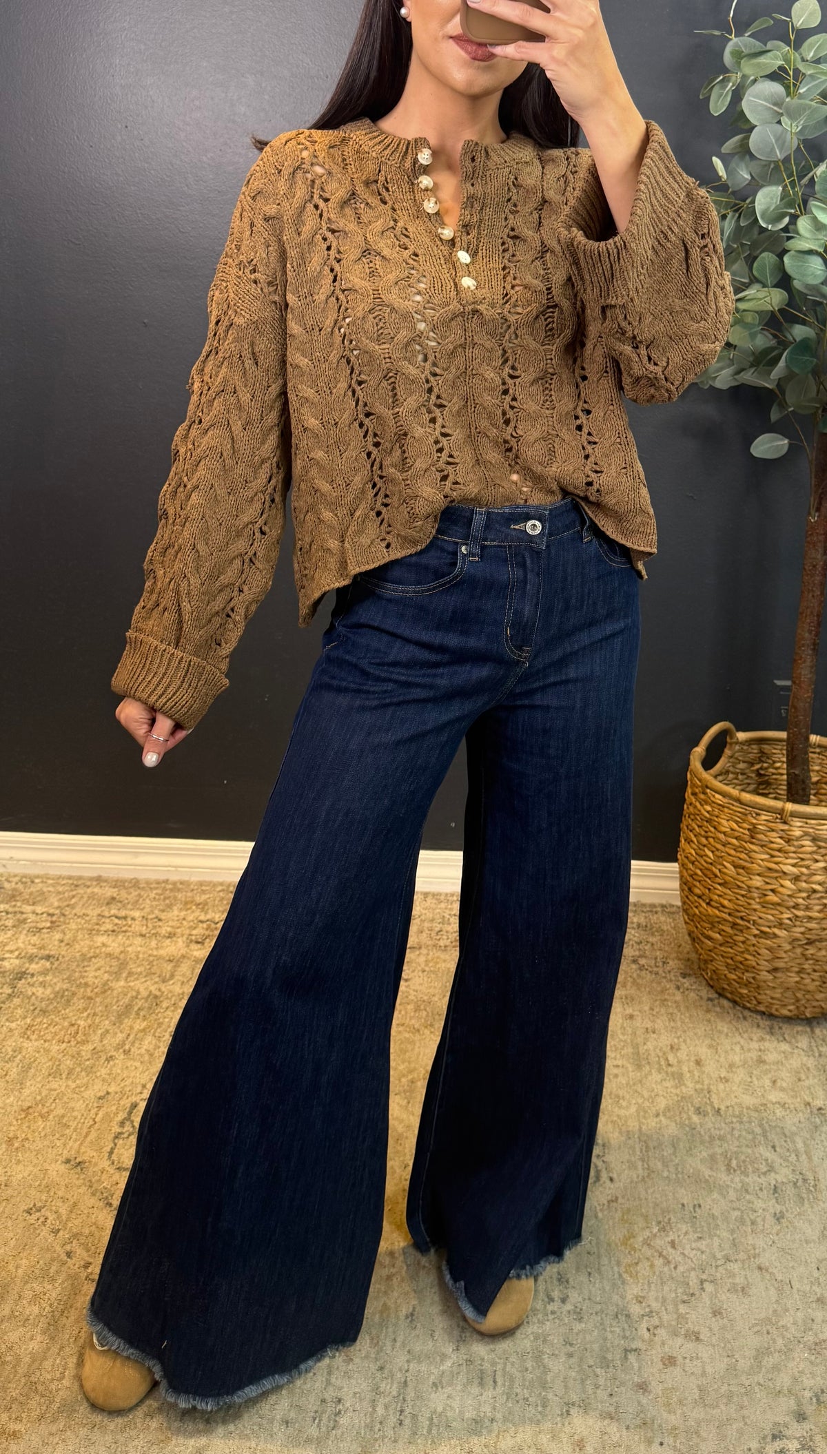 CALLIOPE BROWN KNIT TOP