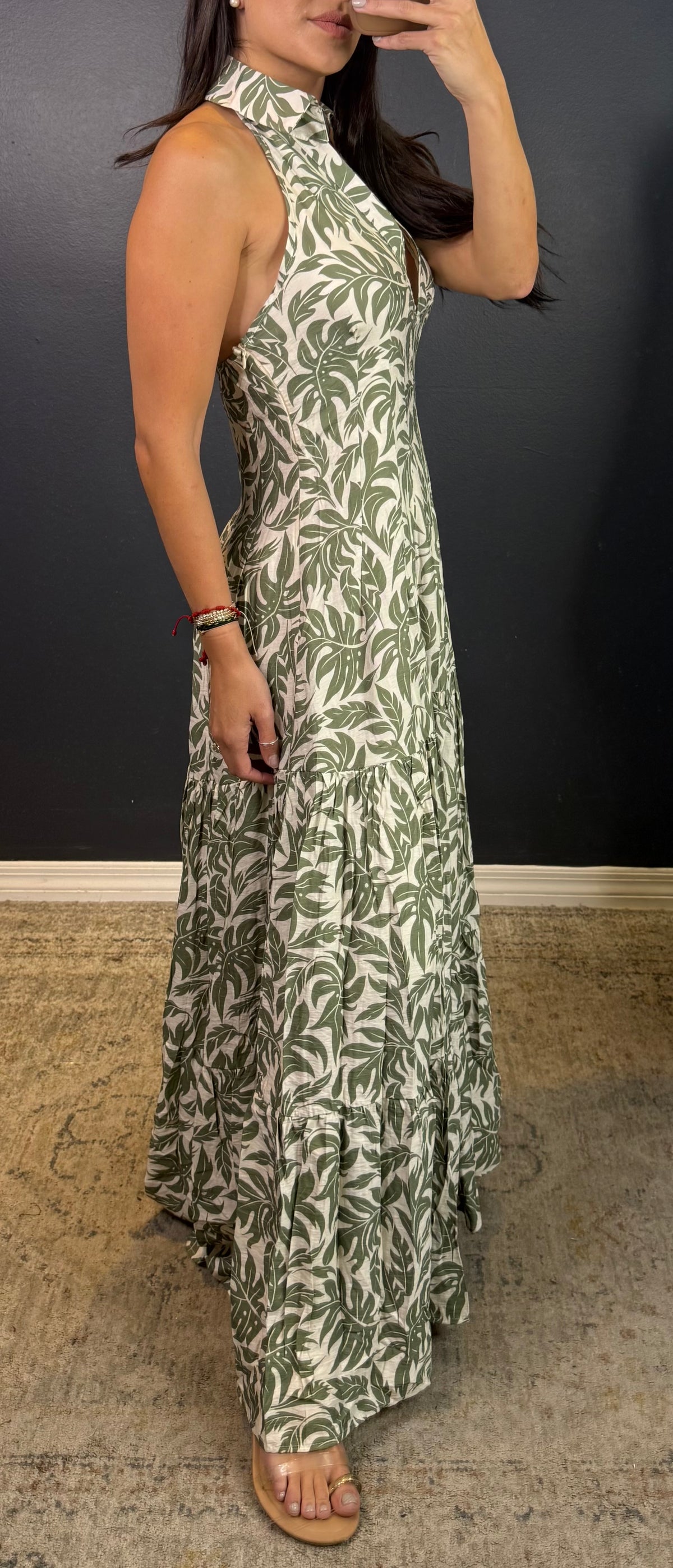 CAMERON - HALTER COLLARED PRINTED TIERED MAXI DRESS