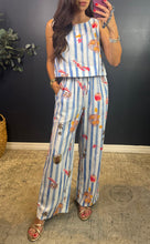 MAXINE - STRIPED SUMMER MOTIFS CROP & PANT SET