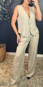 SHILOH LINEN VEST SET