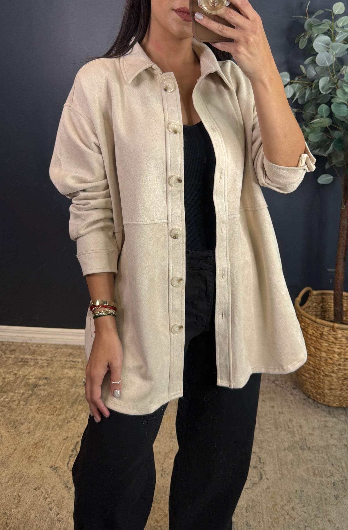 EDITH SOFT FAUX SUEDE SHACKET