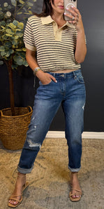 SONYA KNIT COLLARED TOP