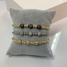 KATE - Beaded CZ Ball SS Stretch Bracelet