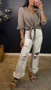 SERENA - BUTTON DOWN LINEN TOP