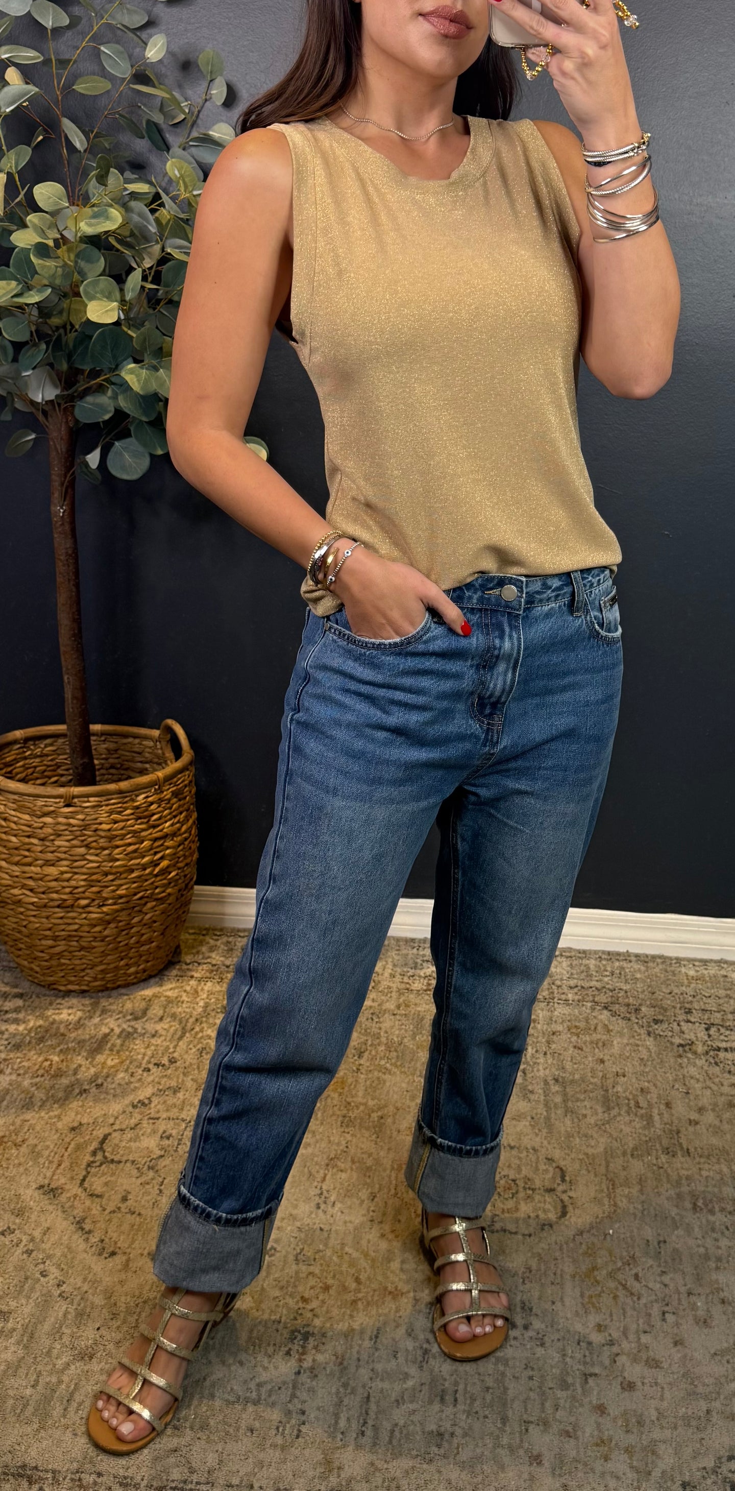 NOVA SHIMMER SLVLESS TOP