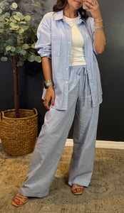 REVA STRIPED BUTTON DOWN TOP