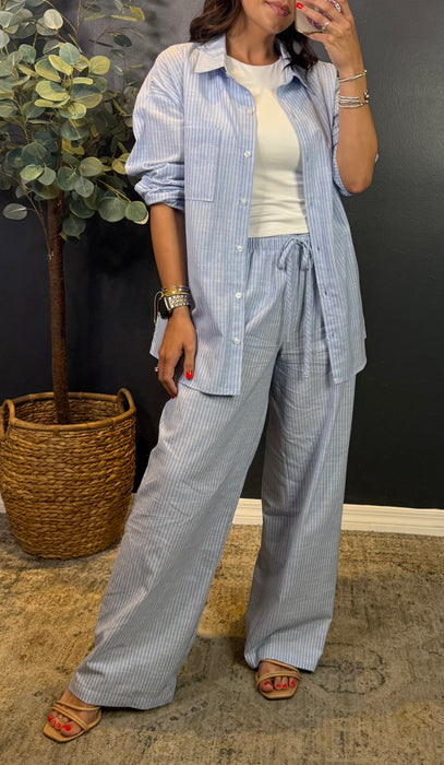 REVA STRIPED BUTTON DOWN TOP