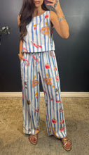 MAXINE - STRIPED SUMMER MOTIFS CROP & PANT SET
