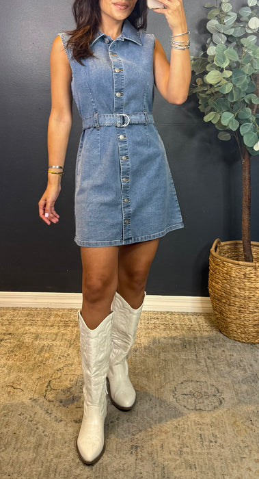 BERTIE SLVLESS DENIM DRESS