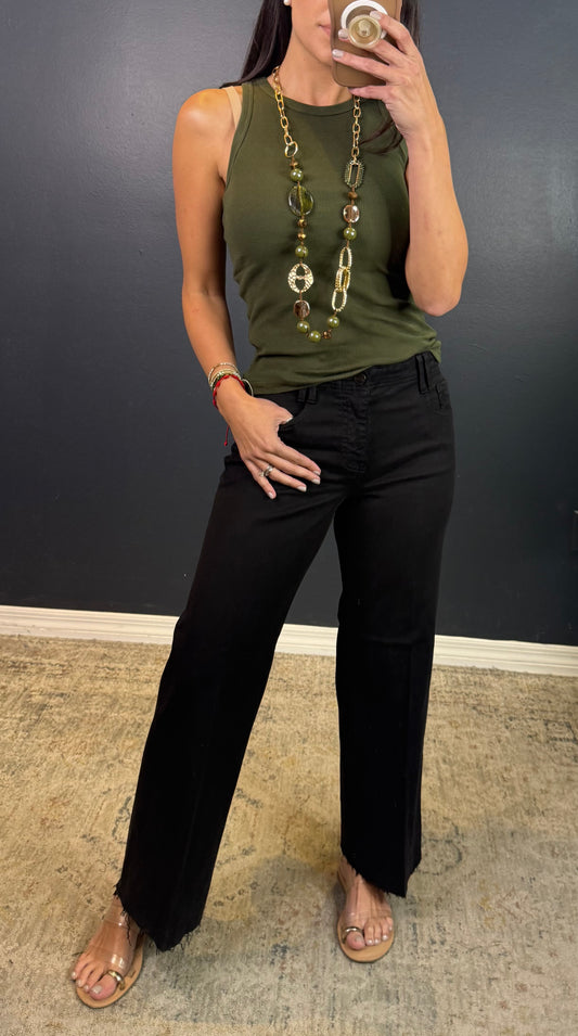 LOLITA BLACKED FRAYED CROP JEANS