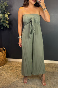 EZRA SAGE TIE FRONT JUMPSUIT