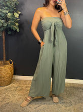 EZRA SAGE TIE FRONT JUMPSUIT