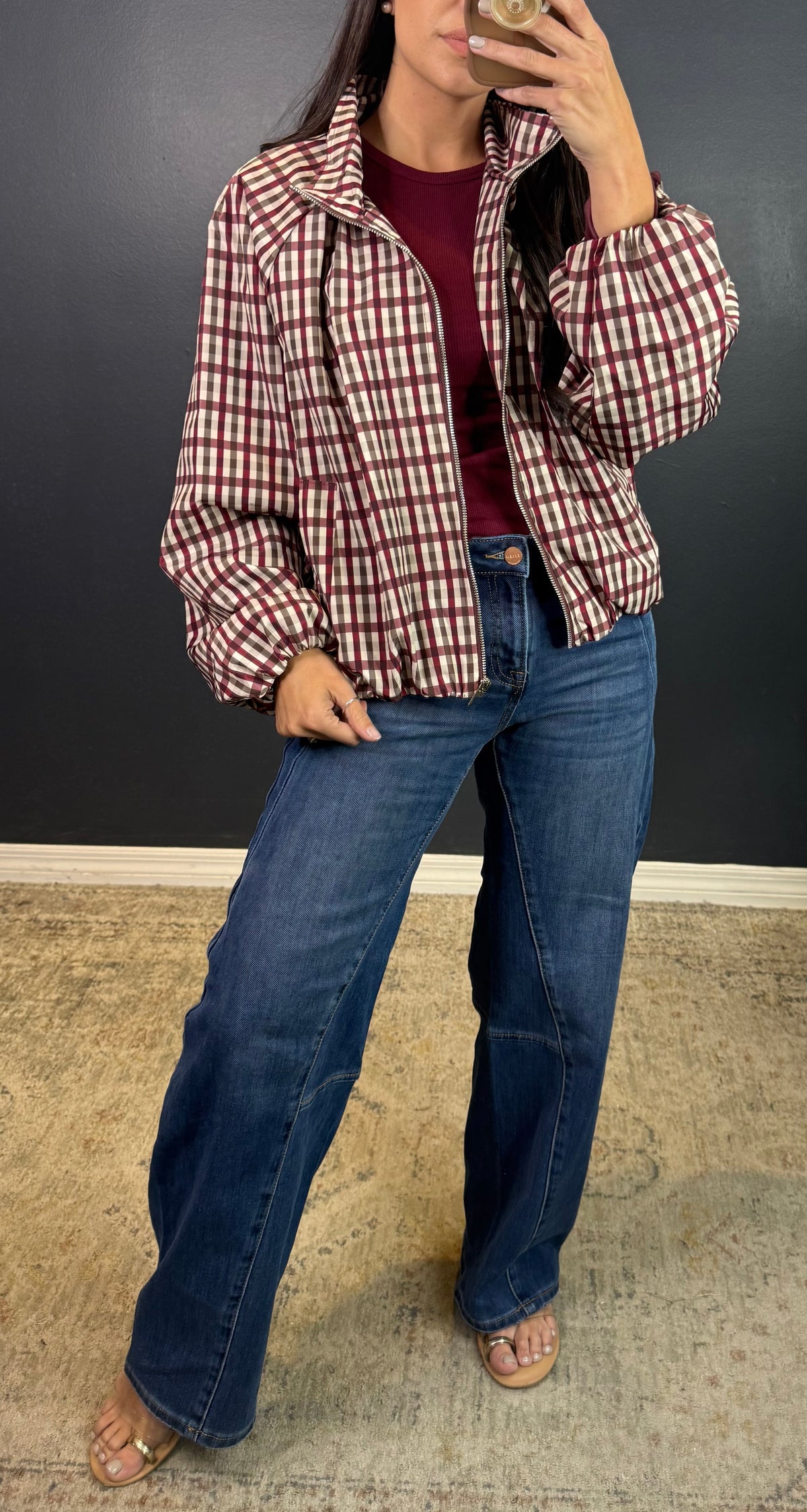 AMIRA GINGHAM BOMBER JACKET