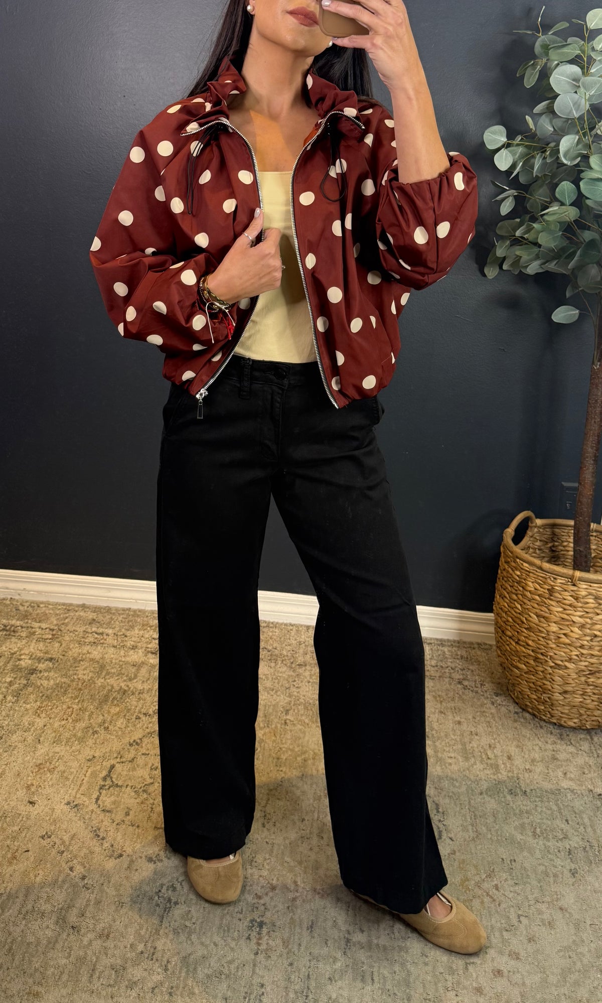 REESE POLKA DOT JACKET - DEEP RUST