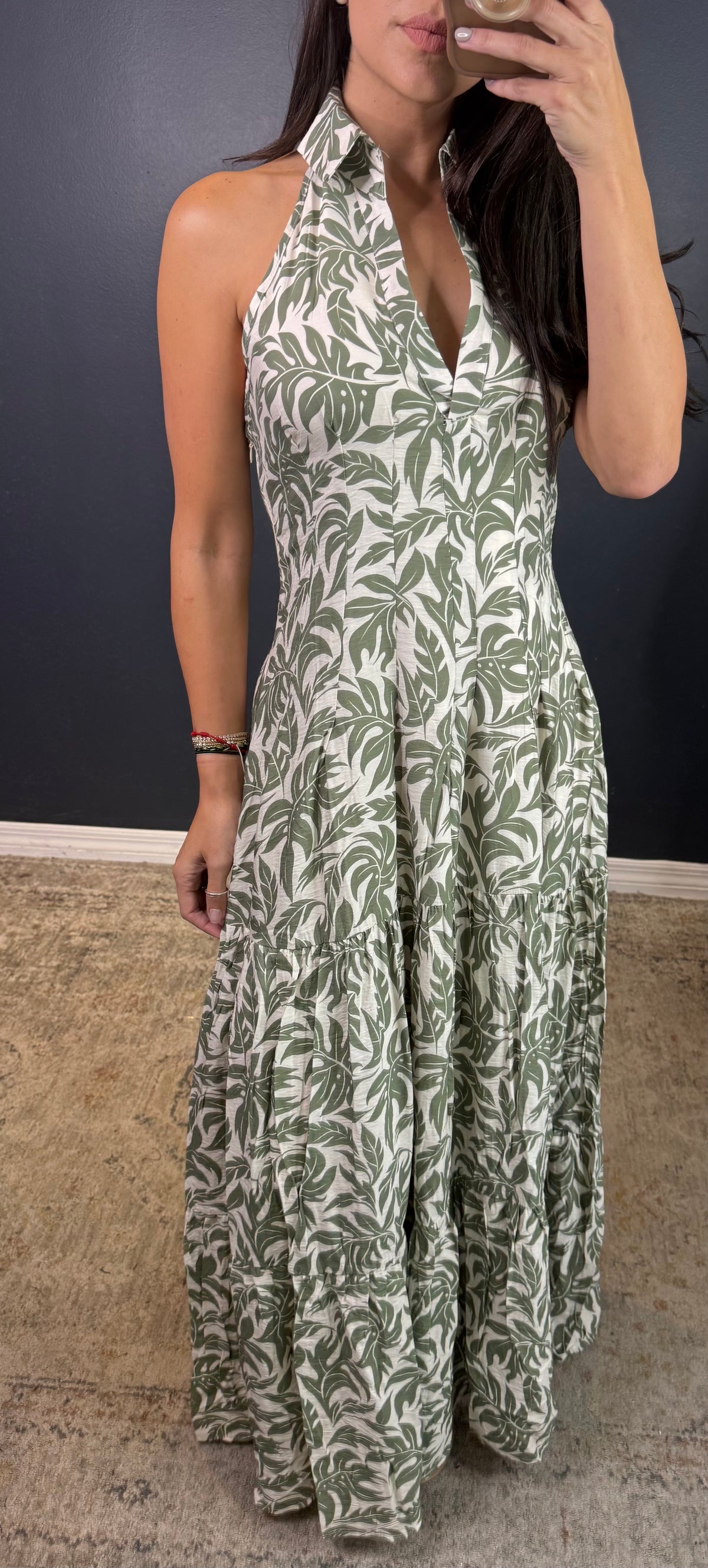 CAMERON - HALTER COLLARED PRINTED TIERED MAXI DRESS