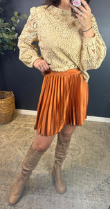 EMERSON COPPER PLEATED MINI SKIRT