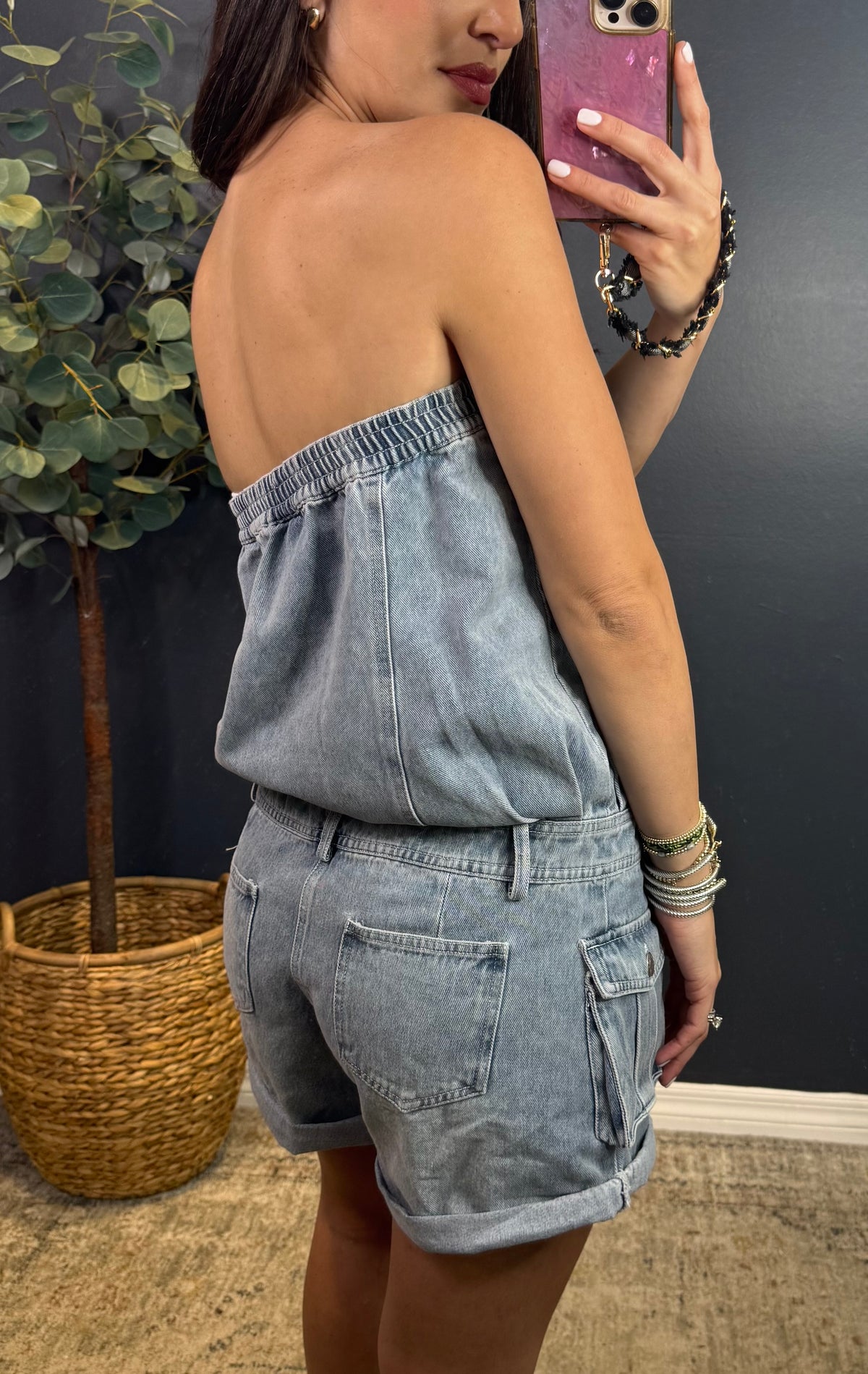 NATALY - STRAPLESS BUTTONED FRONT ROMPER