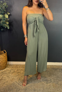 EZRA SAGE TIE FRONT JUMPSUIT