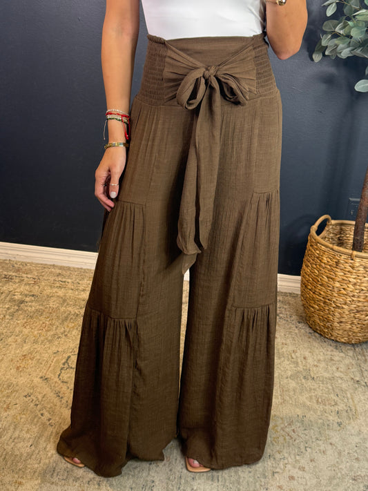 RUE TIERED TIE FRONT PANTS