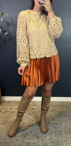 EMERSON COPPER PLEATED MINI SKIRT