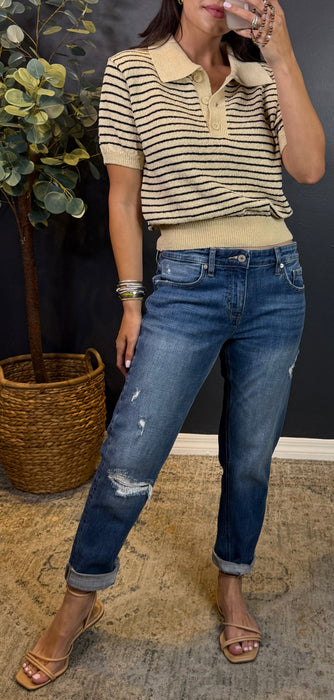 SONYA KNIT COLLARED TOP