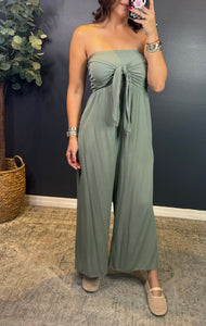 EZRA SAGE TIE FRONT JUMPSUIT
