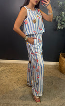 MAXINE - STRIPED SUMMER MOTIFS CROP & PANT SET