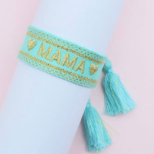 MAMA - EMBROIDERED TASSEL BRACELET