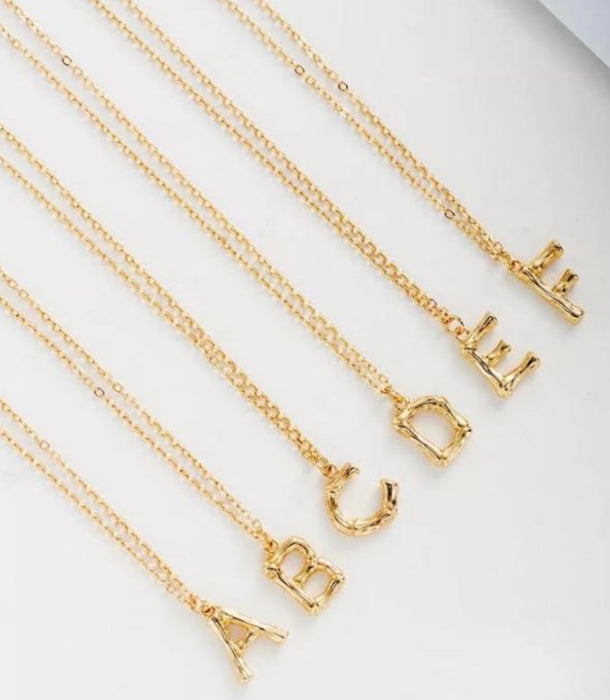 BAMBOO INITIAL PENDANT NECKLACE